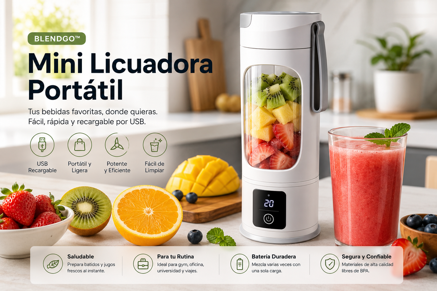 Licuadora Portátil Recargable XL-8 – Pago Contra Entrega RD