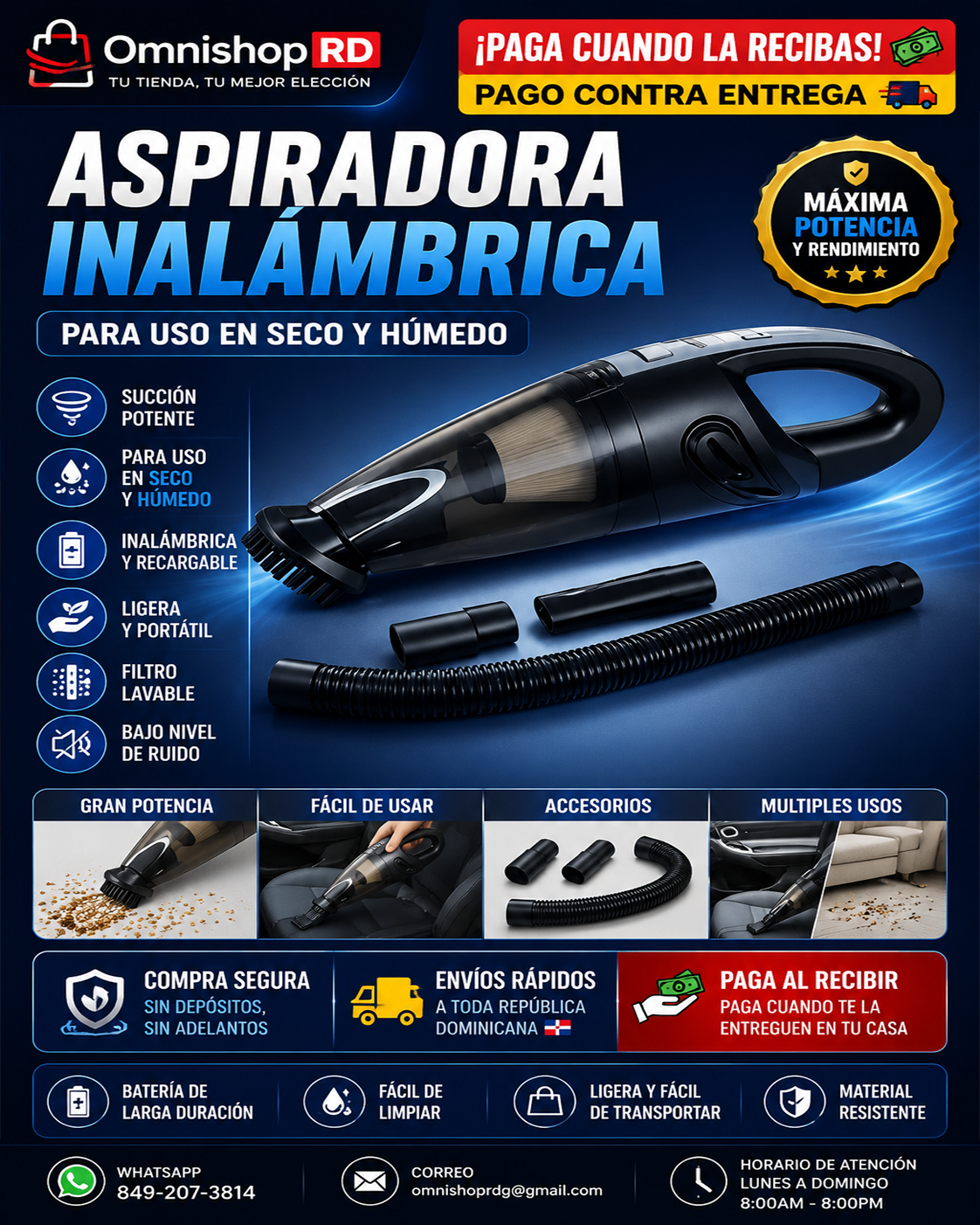💨🚘 Mini Aspiradora Potente para Carro