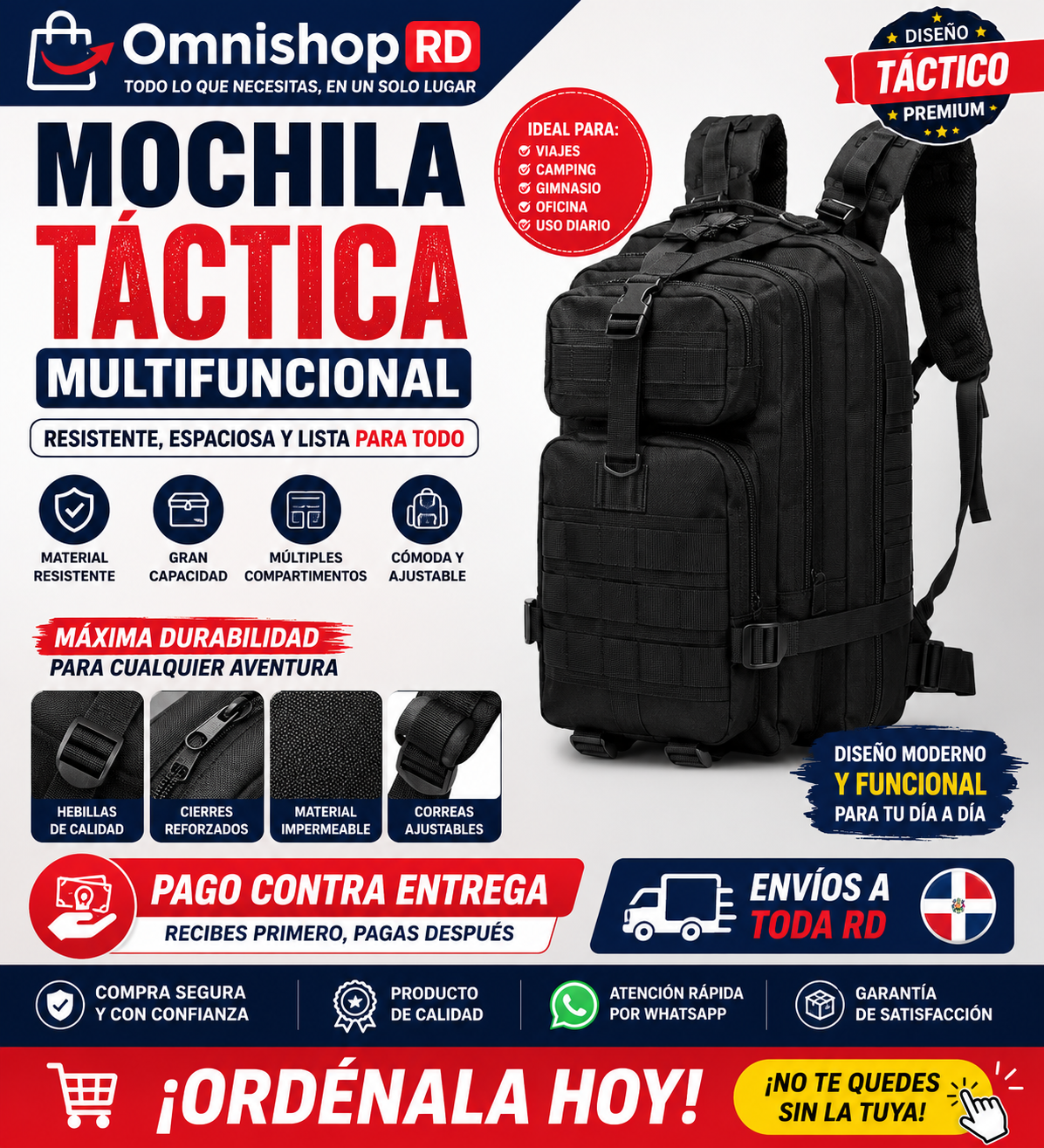 🎒🔥 MOCHILA TÁCTICA MULTIFUNCIONAL 🔥🎒