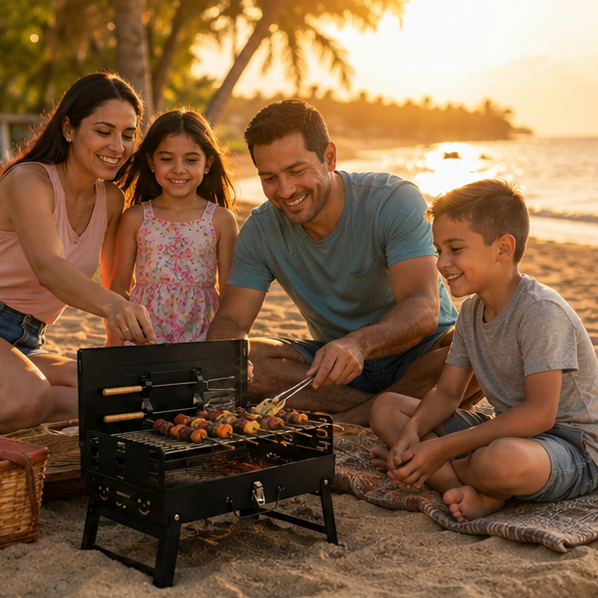 Parrilla BBQ Portátil Plegable — ¡Lleva la Fiesta a Donde Quieras!