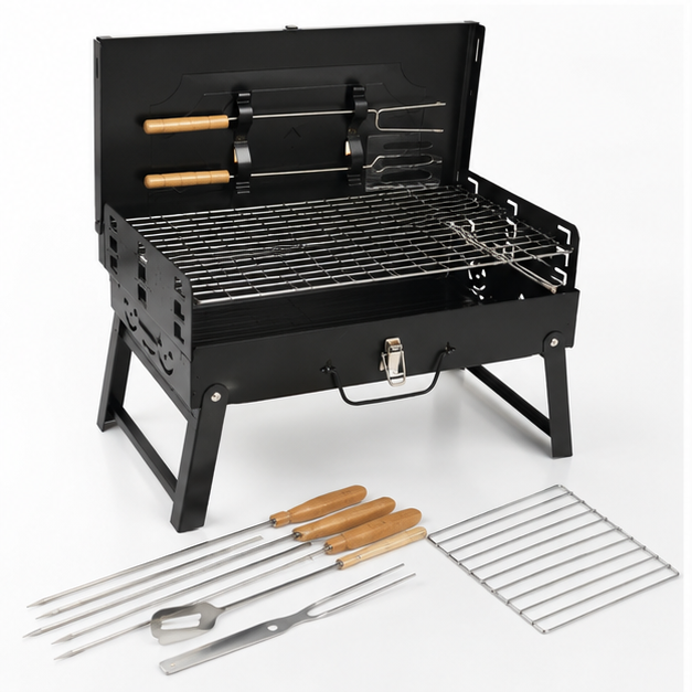 Parrilla BBQ Portátil Plegable — ¡Lleva la Fiesta a Donde Quieras!