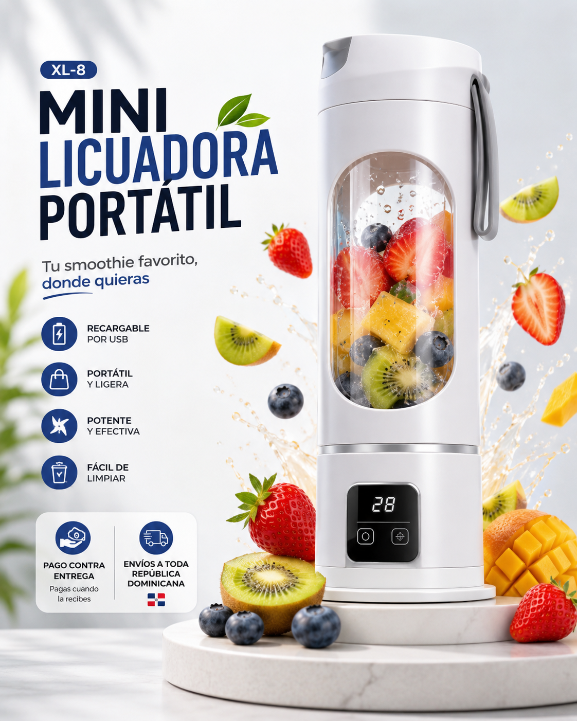 Licuadora Portátil Recargable XL-8 – Pago Contra Entrega RD