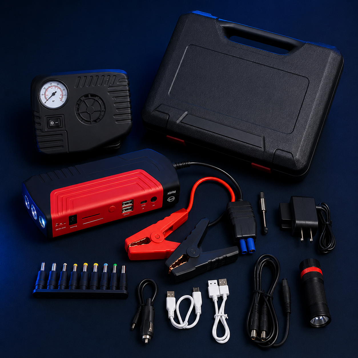 🚗 Kit de Emergencia Vehicular — Jump Starter Multifuncional HIGH-POWER