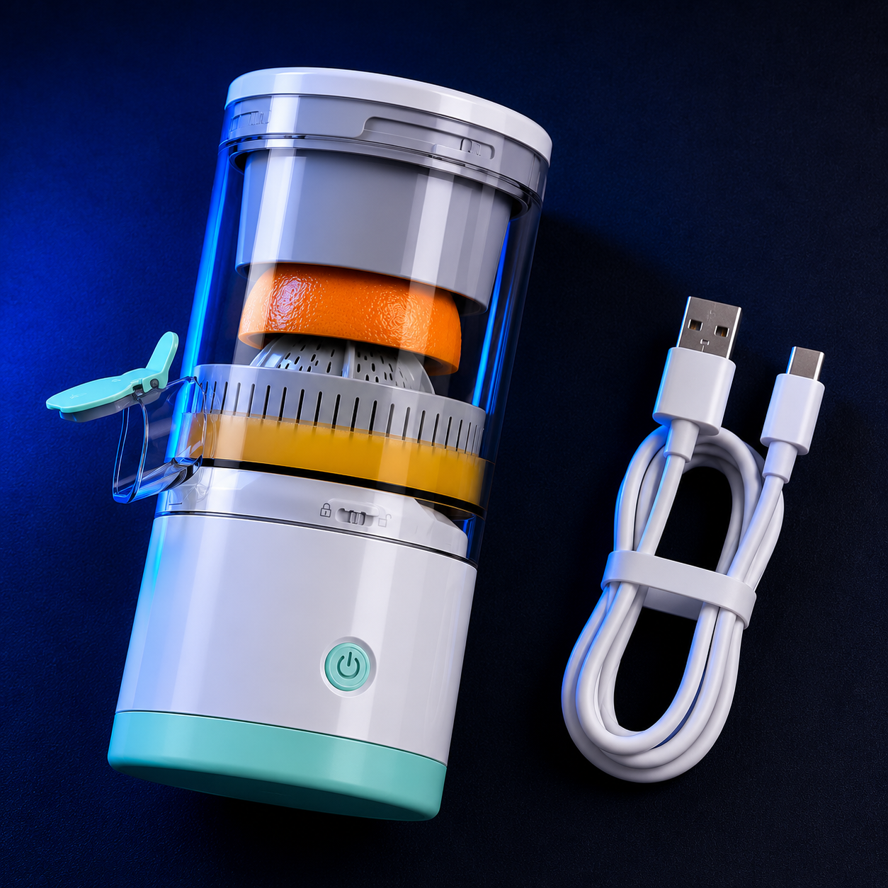 🍊 Extractor de Jugo Eléctrico Portátil — Recargable USB, Sin Ruido