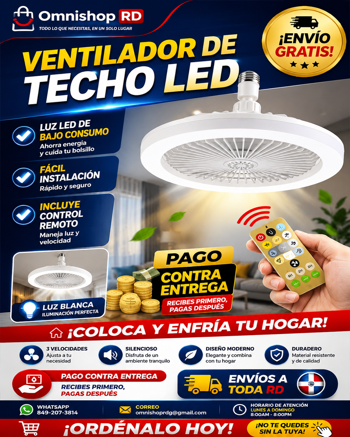 🌿💡 Abanico Inteligente con Luz y Aromaterapia