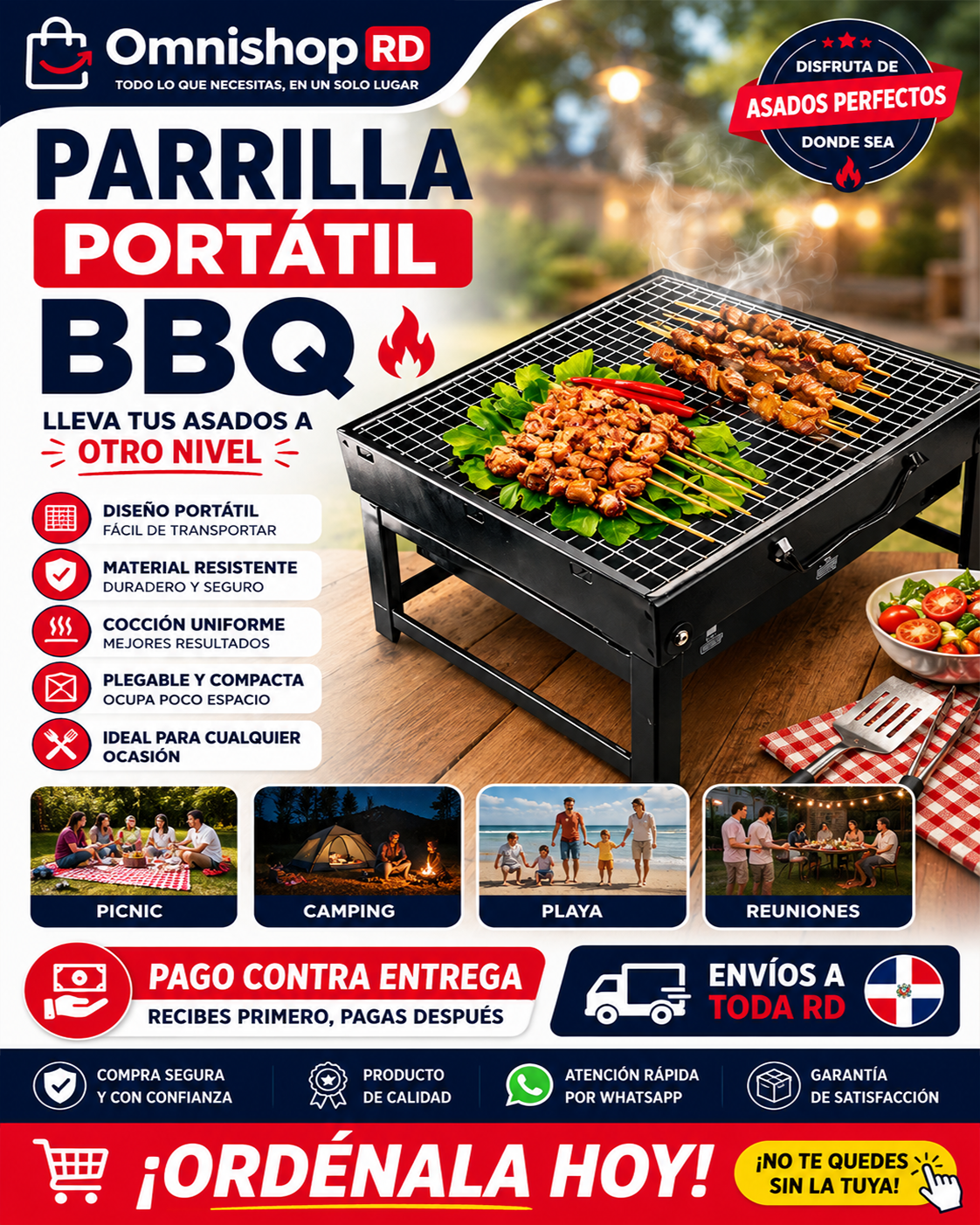 🍖 BARBECUE PEQUEÑO PORTÁTIL – ¡Lleva la Parrillada a Donde Quieras!