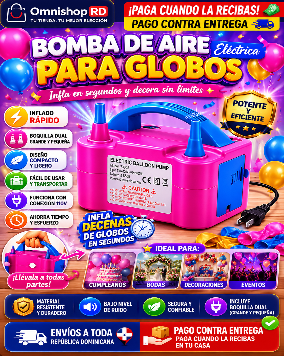 ✨ BOMBA DE AIRE PARA GLOBOS 🎈🎉