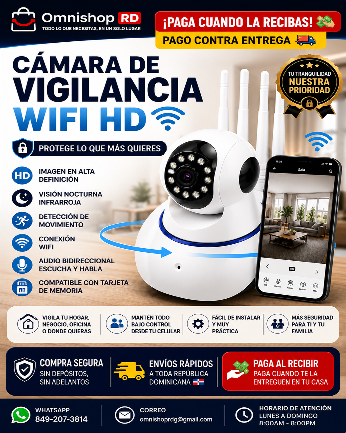 📹🔒 CÁMARA DE VIGILANCIA WiFi HD