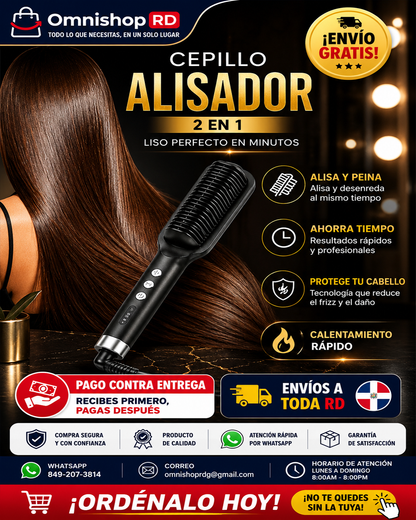 💇‍♀️✨ CEPILLO ALISADOR ELÉCTRICO 2 EN 1 – LISO PERFECTO EN MINUTOS