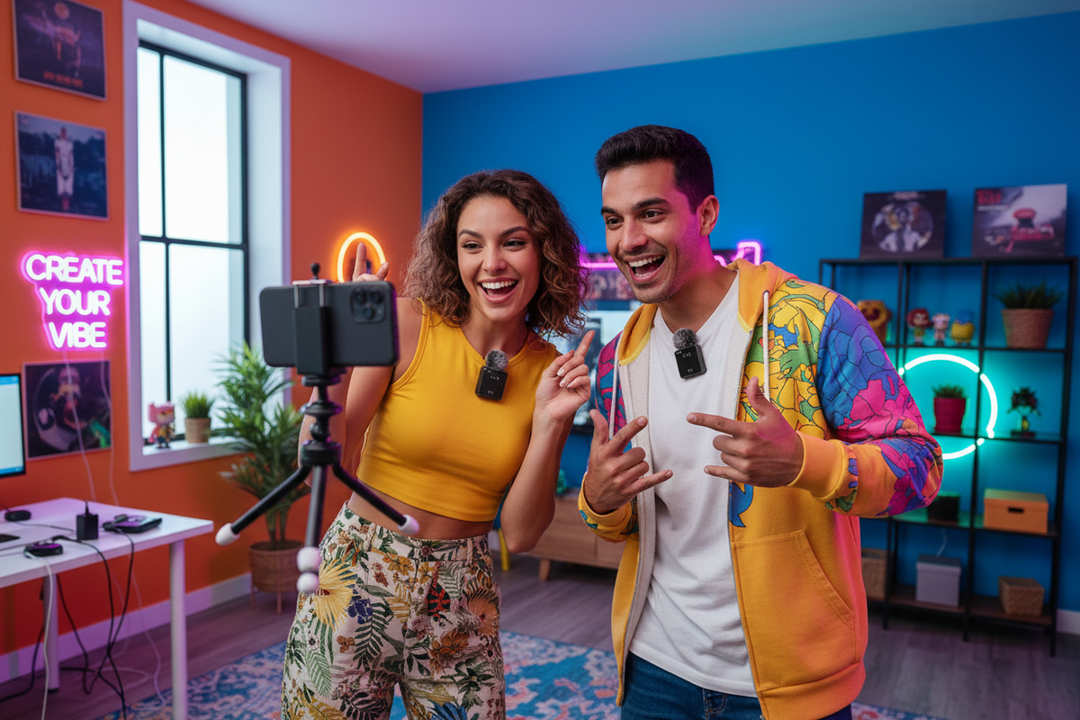 Duo grabando TikTok/Reels