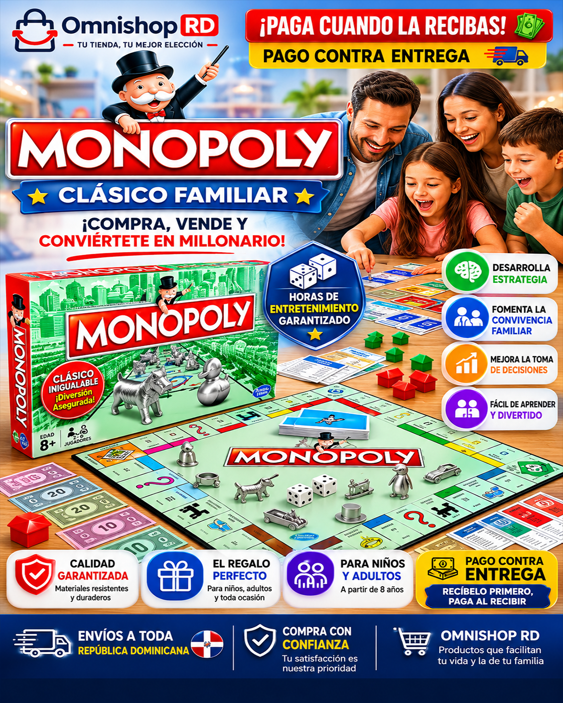 🎉👨‍👩‍👧‍👦 Monopoly Clásico Familiar – El Juego que Une a Toda la Familia