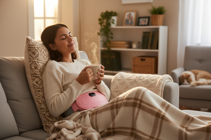 Mujer en sofá relajada