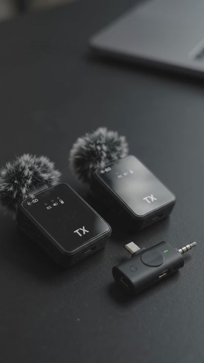 Micrófono Inalámbrico Doble TX — 3 en 1 para iPhone, Android y Cámara